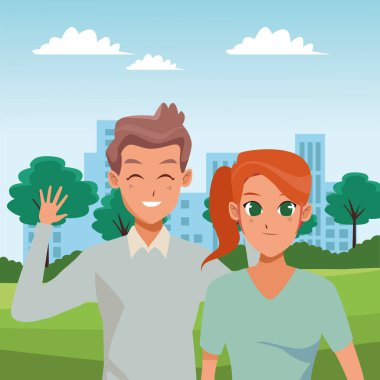 Genç çift gülümseyerek ve tebrik