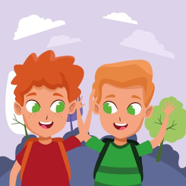 çocukluk sevimli okul öğrencileri karikatür