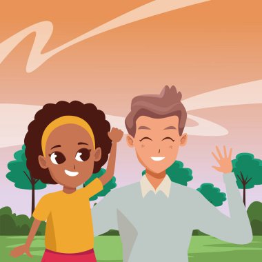 Aile ebeveyn ve çocuk karikatürler