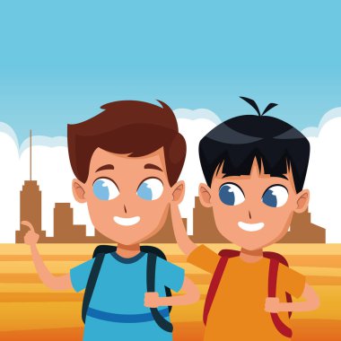 çocukluk sevimli okul öğrencileri karikatür