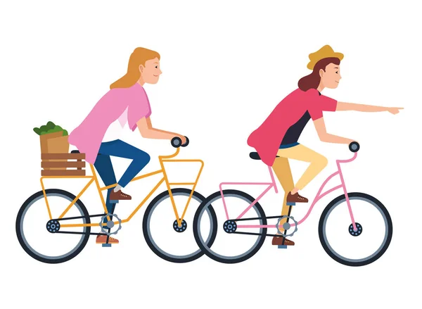 Les jeunes à vélo bande dessinée — Image vectorielle