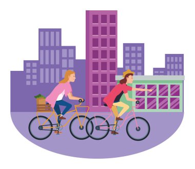 Bisiklete binen gençler çizgi film