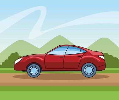 Modern sedan kırmızı araç araç sideview