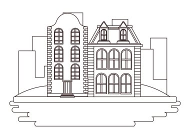 Kentsel binalar ve şehir mimarisi siyah beyaz