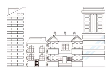 Kentsel binalar ve şehir mimarisi siyah beyaz