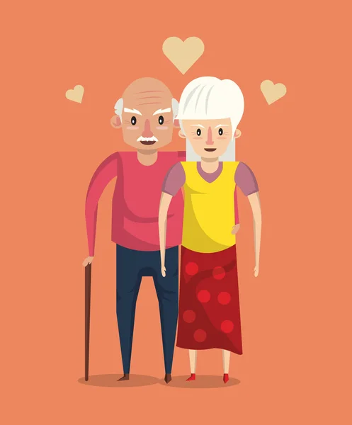 Bonito casal de idosos sorrindo desenhos animados —  Vetores de Stock