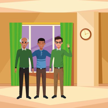 Baba ve yetişkin oğlu ile aile dedesi