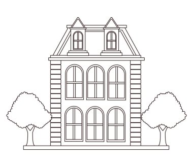 Kentsel bina ve şehir mimarisi siyah beyaz