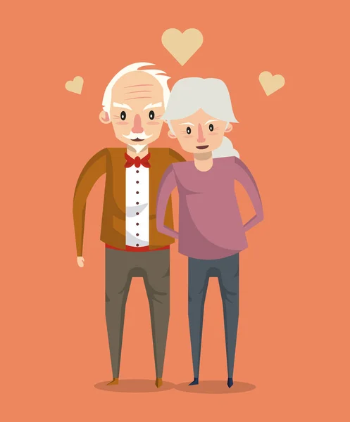 美しい老夫婦笑顔漫画 — ストックベクタ