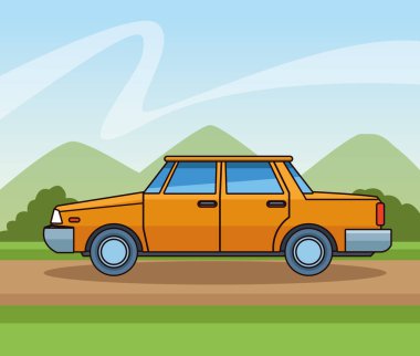 Eski klasik sarı araba araç sideview