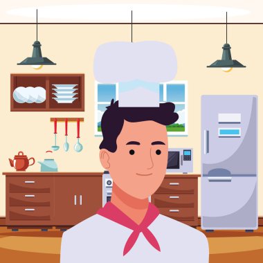 Profesyonel şef adam gülümseyen profil karikatür