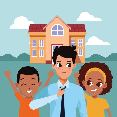 Aile ebeveyn ve çocuk karikatürler