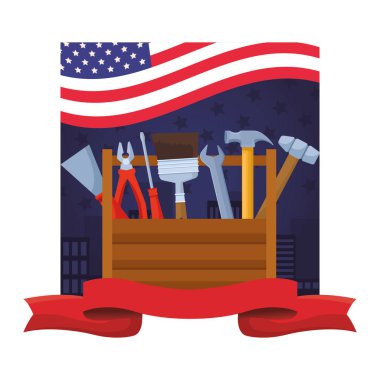 İnşaat araçları seti ile araç kutusu