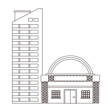Kentsel binalar ve şehir mimarisi siyah beyaz