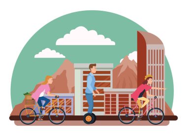 Bisiklet ve elektrikli scooter kullanan lar