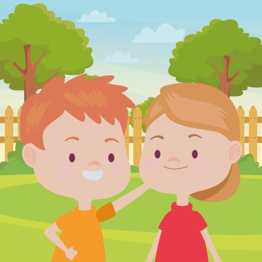 Sevimli mutlu çocuklar eğlenceli karikatürler sahip