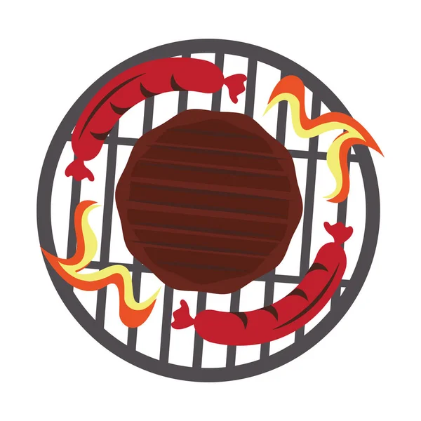 Gustoso barbecue alla griglia cibo cartone animato — Vettoriale Stock