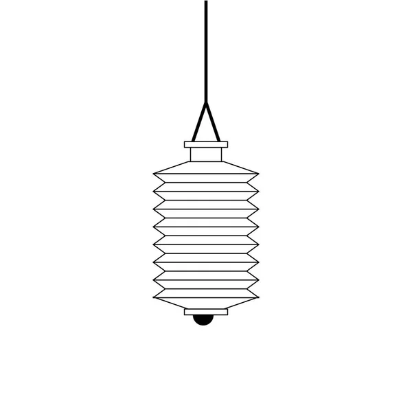 흑백의 동양 중국 등불 장식 만화 — 스톡 벡터