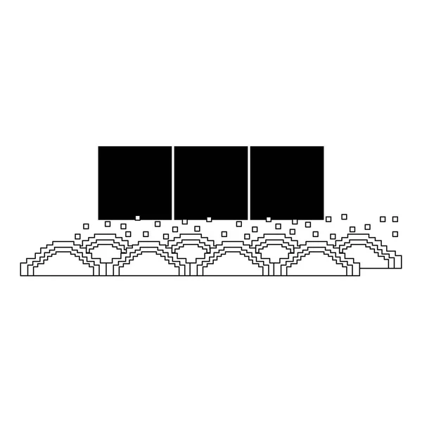 Jeu vidéo pixélisé art rétro dessin animé en noir et blanc — Image vectorielle