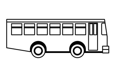 Siyah beyaz kamu otobüs aracı sideview karikatür