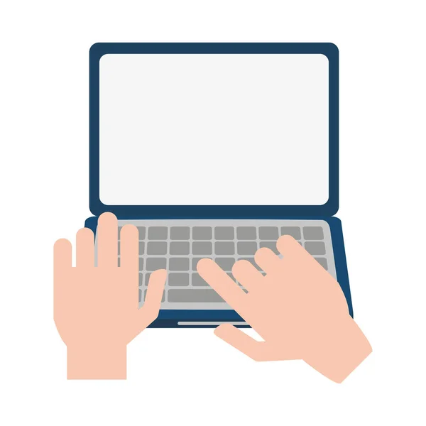 Mani utilizzando laptop — Vettoriale Stock