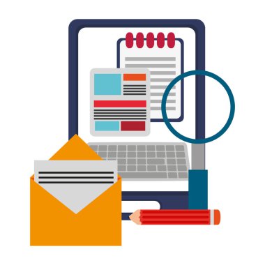 Büyüteçli tablet ve e-posta