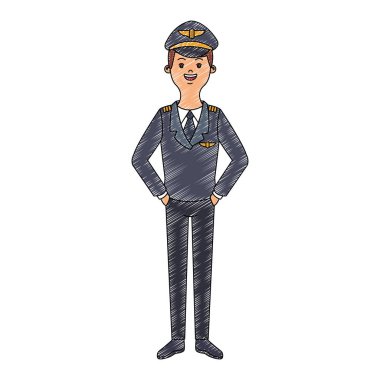 Uçak pilotu karikatür karalama