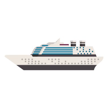 Cruise gemi tekne sideview izole vektör illüstrasyon