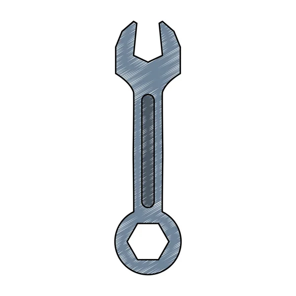 Wrench construction tool scribble — Stock Vector