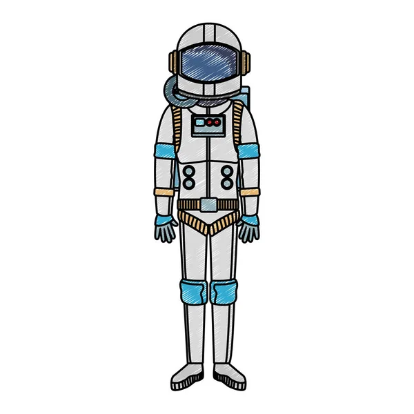 Astronaut wear equipment scribble — Stock Vector