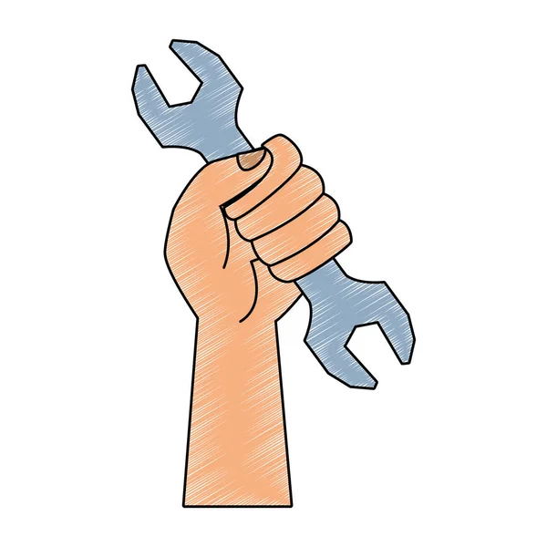 Mano con garabato de llave — Vector de stock