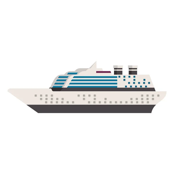 Cruise ship boat sideview isolated vector illustration — Stock Vector