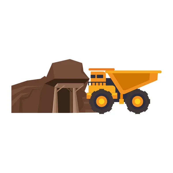 Máquinas para veículos de mineração vista lateral isolada — Vetor de Stock