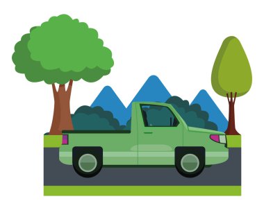 Kamyon araç sideview karikatür pick up