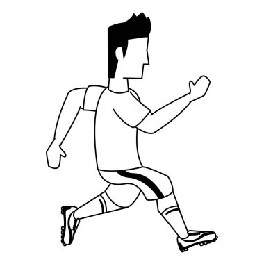 Siyah beyaz futbolcu spor oyunu karikatür