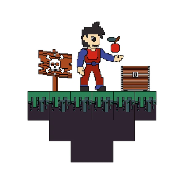 Videojuego pixelado retro arte de dibujos animados — Vector de stock