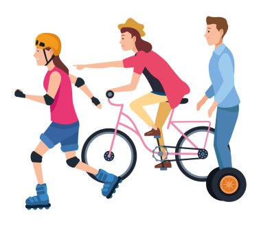 Bisiklet scooter ve paten ile sürme İnsanlar