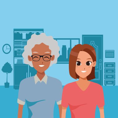 Aile yetişkin kızı yaşlı anne bakımı