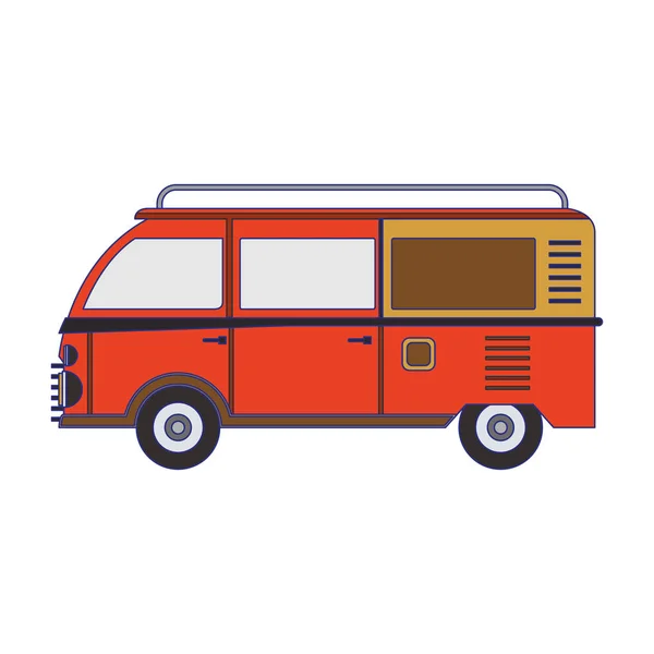 Vintage hippie van veicolo vista laterale — Vettoriale Stock