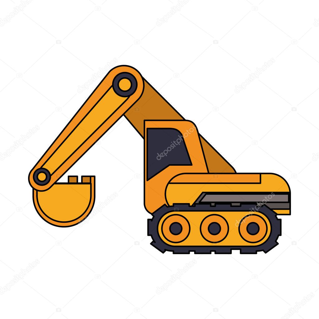 Constrution vehicle machinery isolated sideview