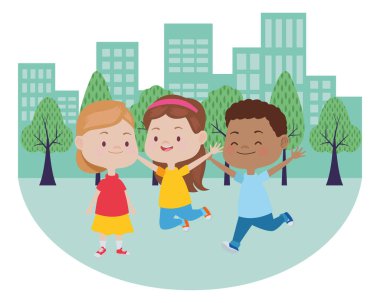 Sevimli mutlu çocuklar eğleniyor