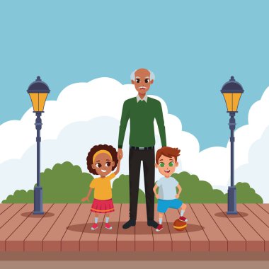 Aile bireyleri ve çocuk karikatürleri