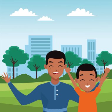 Aile ebeveyn ve çocuk karikatürler