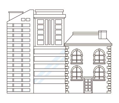 Kentsel binalar ve şehir mimarisi siyah beyaz
