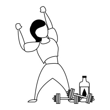 siyah beyaz fitness spor heatlhy yaşam tarzı karikatür