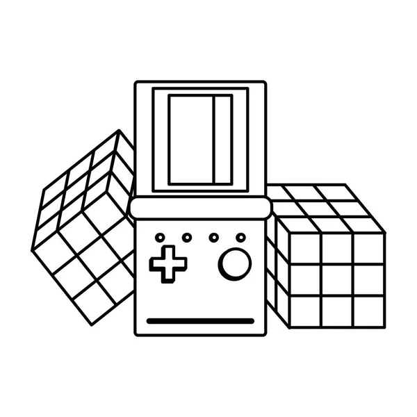 Retro vintage spel Tetris cartoon in zwart-wit — Stockvector