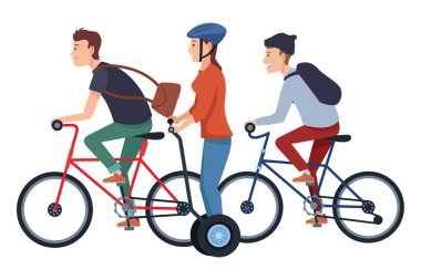 Bisiklet ve elektrikli scooter kullanan lar