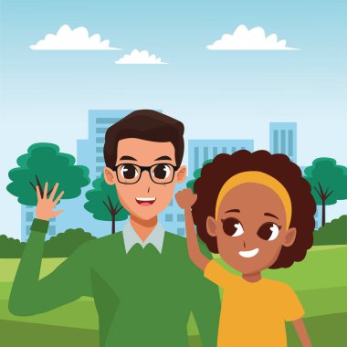 Aile ebeveyn ve çocuk karikatürler