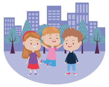 Sevimli mutlu çocuklar eğleniyor