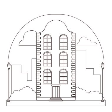 Kentsel bina ve şehir mimarisi siyah beyaz